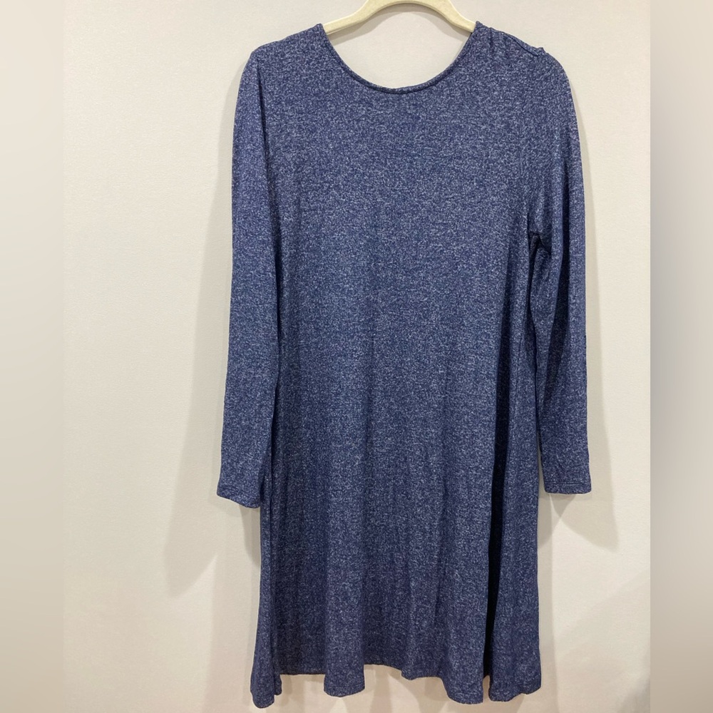 Old Navy Long Sleeve Blue Dress Scoop Neck Medium Plush Knit Swing Dress - Picture 2 of 11